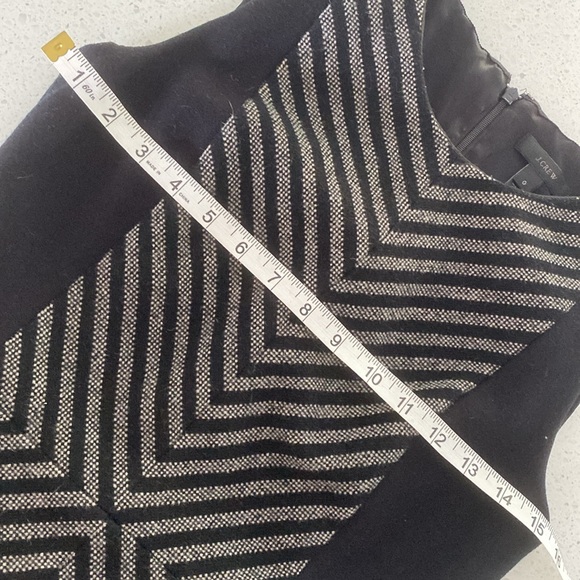 J CREW wool blend midi dress chevron stripe 0 classic work office pencil navy - Picture 6 of 7